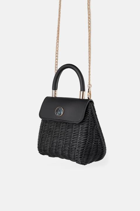 Black Raffia Mini Bag from Zara on 21 Buttons