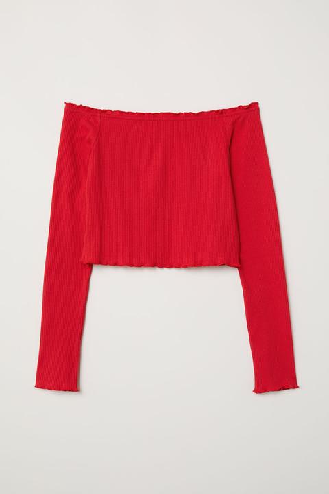 H & M - Top A Spalle Scoperte - Rosso