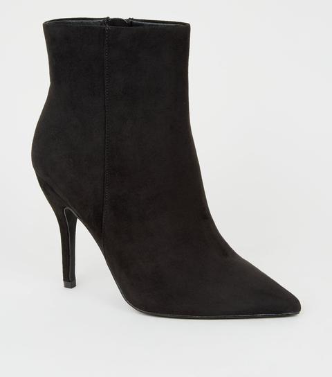 Black Suedette Pointed Stiletto Boots New Look