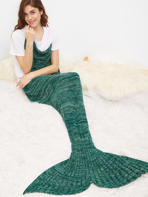 Coperta Forma Coda Di Sirena A Maglia Con Occhiello Verde