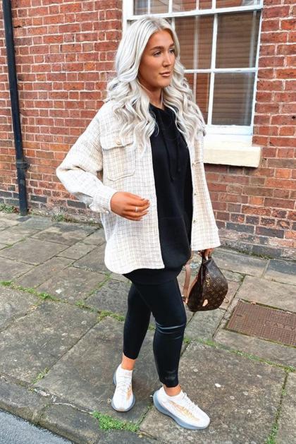 Arianna Nude Check Shacket