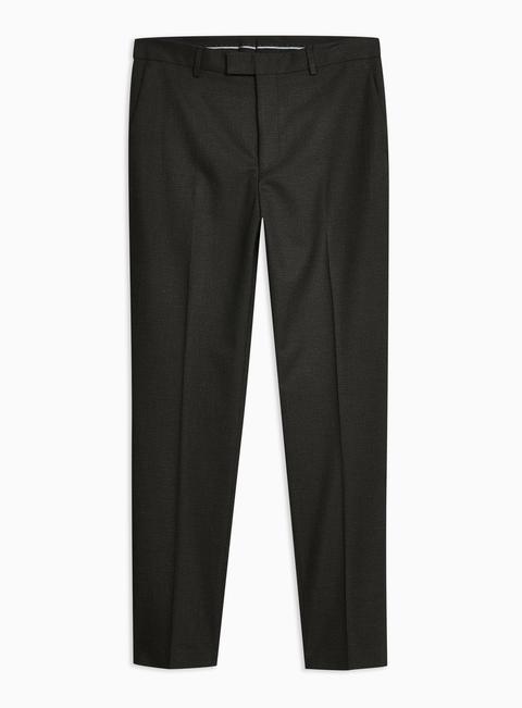 Grey Dogtooth Slim Fit Suit Trousers