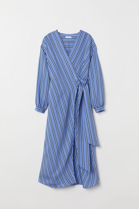 Robe Portefeuille Rayée - Bleu