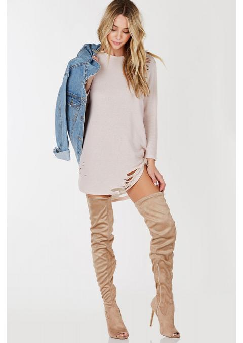 Baddie Distressed Tunic Dress