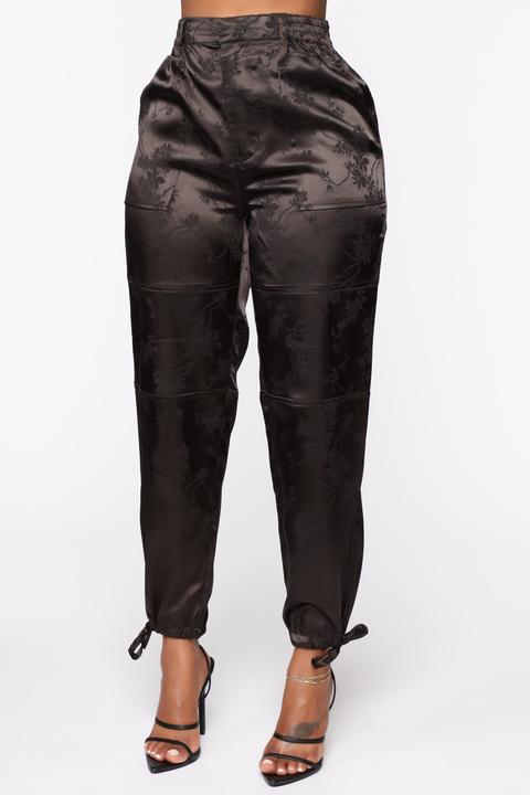 Samantha Satin Joggers - Black