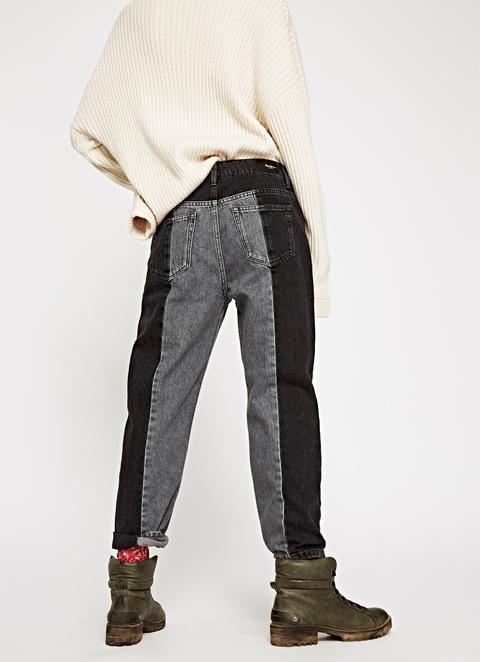 Jeans Patchy Monotone High Wais Regular Fit