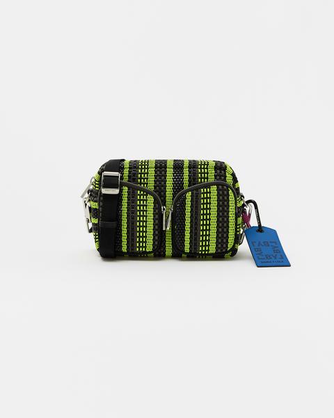 Bolso Bandolera L Trenzado Amarillo Neón