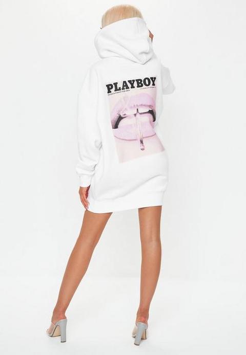 Playboy x missguided white magazine print oversized hoodie new arrivals