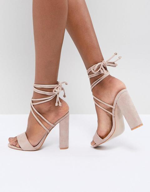 Public Desire Suzu Tie Up Block Heeled Sandals-beige