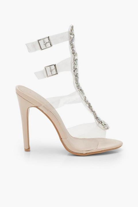 Embellished clear gladiator hot sale heels