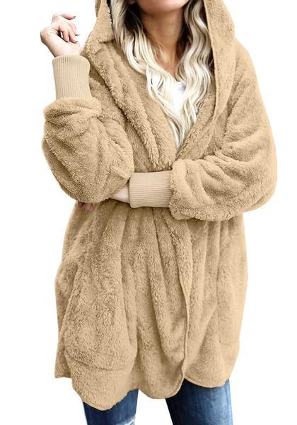 tan hooded cardigan
