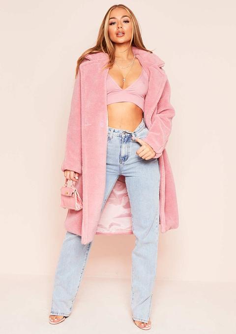 Remy Pink Faux Fur Midi Oversized Coat