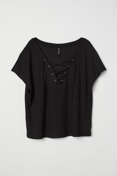 H & M - Top Con Lacci - Nero