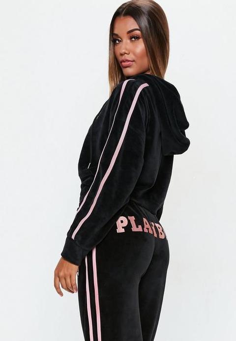 velour hoodie black