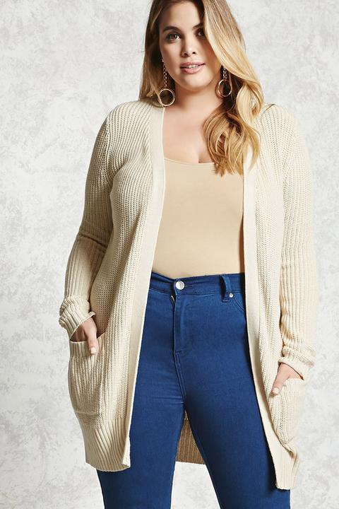 Plus Size Ribbed Cardigan