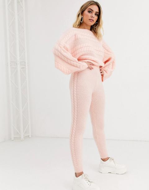 Asos Design Lounge Co-ord Jogger In Super Fluffy Yarn-pink