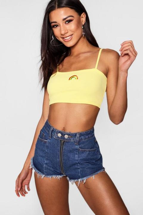 Rainbow Embroidered Square Neck Bralet