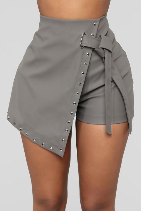 Side Piece Wrap Skort - Grey