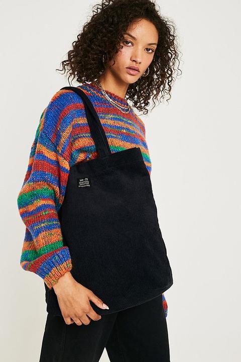 black corduroy tote bag