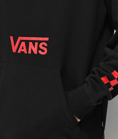 vans drop v black & red hoodie