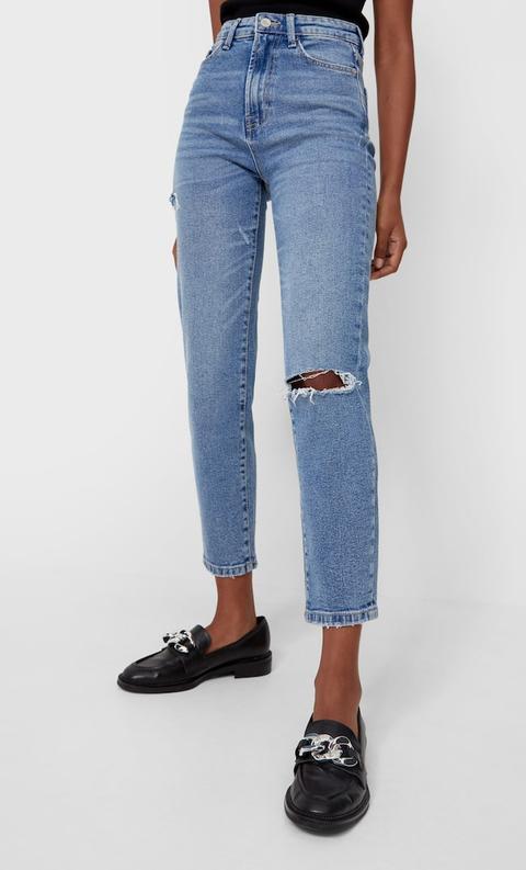 Stradivarius Jeans Mom Slim Denim Clair 32