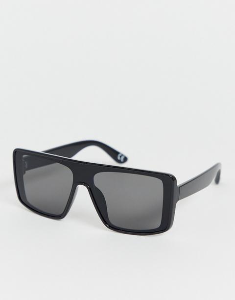 Asos Design Visor In Black With Flat Brow