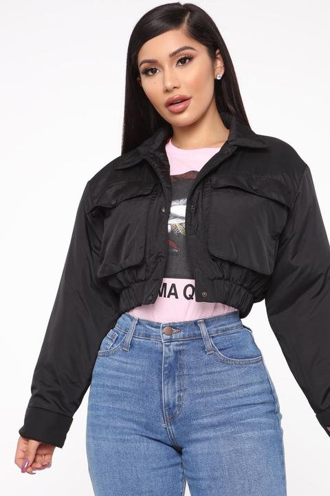 End Of The Road Crop Jacket - Black