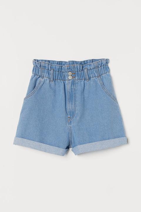 H & M - High-waisted Denim Shorts - Blue