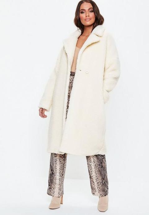 White Oversized Chunky Borg Teddy Coat, White