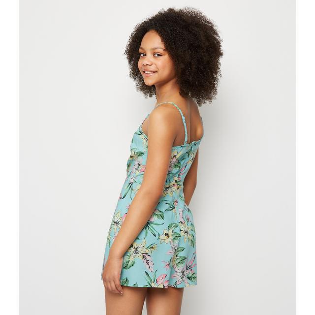 new look blue floral playsuit