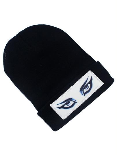Cappello Stampato Occhi Nero