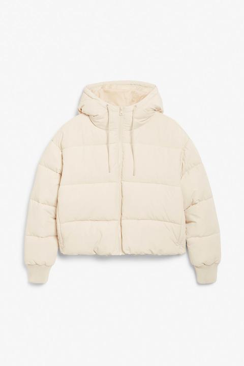 Cropped Puffer Jacket - Beige