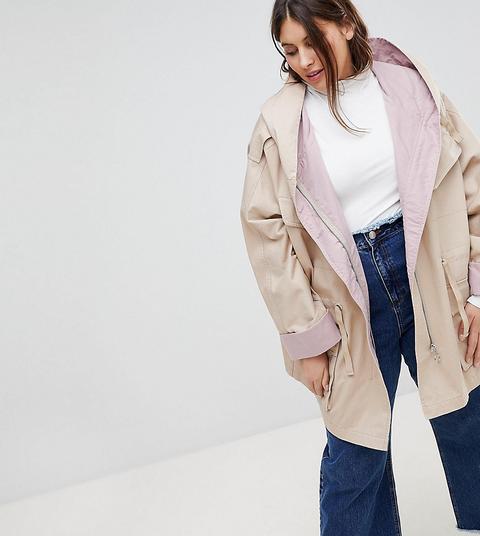 Parka Con Diseño En Cascada Y Forro En Contraste De Asos Design Curve