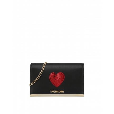 Evening Bag In Ecopelle Con Dettaglio Cuore In Paillettes