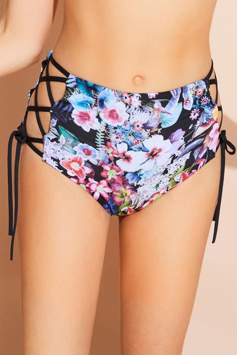 Bikini Slip Tiro Alto Cruce Tropical Bouquet