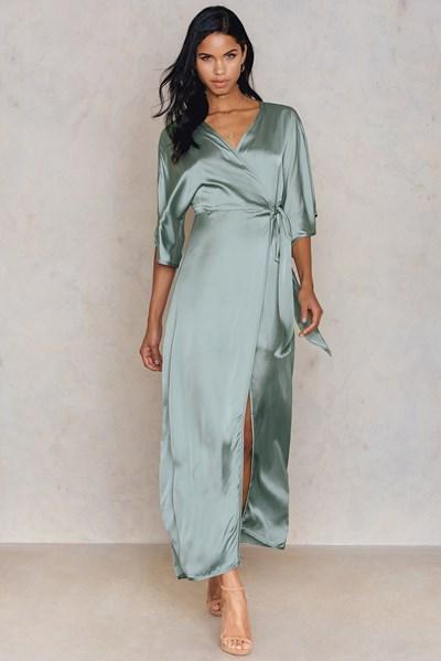 Hannalicious X Na-kd Kimono Mid Sleeve Maxi Dress - Green