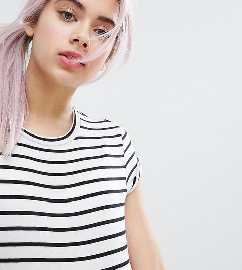 Monki - T-shirt A Righe - Nero