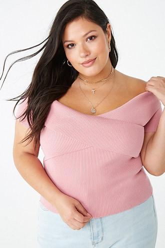 Forever 21 Plus Size Ribbed Sweater , Rose