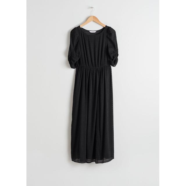 ruched midi dress black