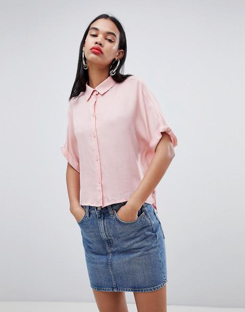 Weekday - Camicia Oversize Rosa Pallido Con Colletto - Rosa