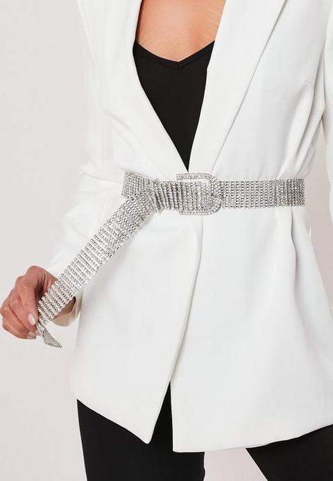 Silver sale diamante belt