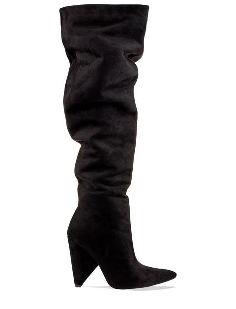 suede slouch knee high boots