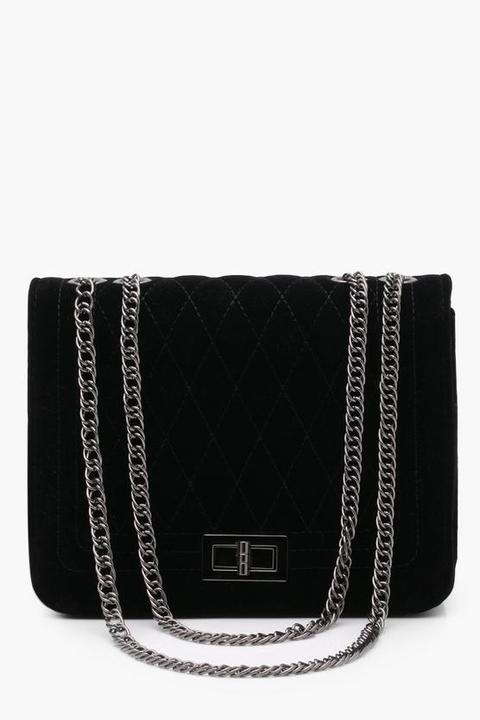 Suedette Quilted Cross Body Bag