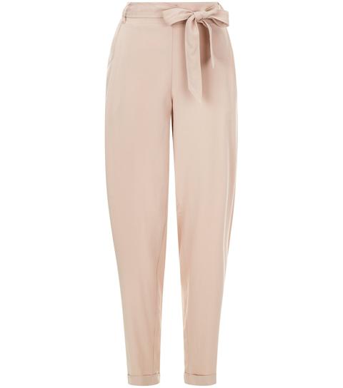 Mid Pink Tie Waist Trousers