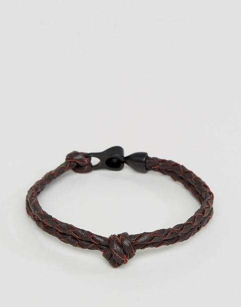 Pulsera De Cuero Con Detalle Retorcido En Marrón De Icon Brand
