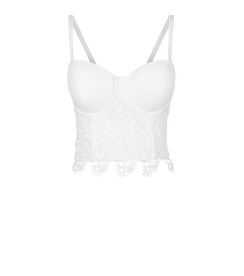 Pink Vanilla White Lace Bralette New Look