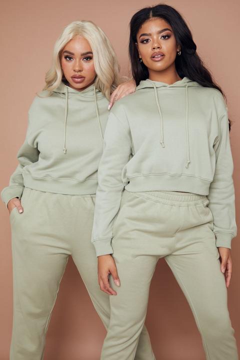 Green Hoodies - Sage Green Cropped Hoodie