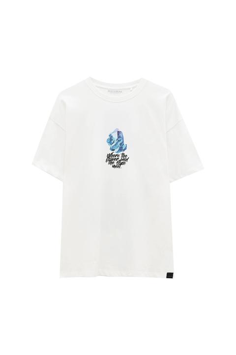 Camiseta Blanca Texto Flores