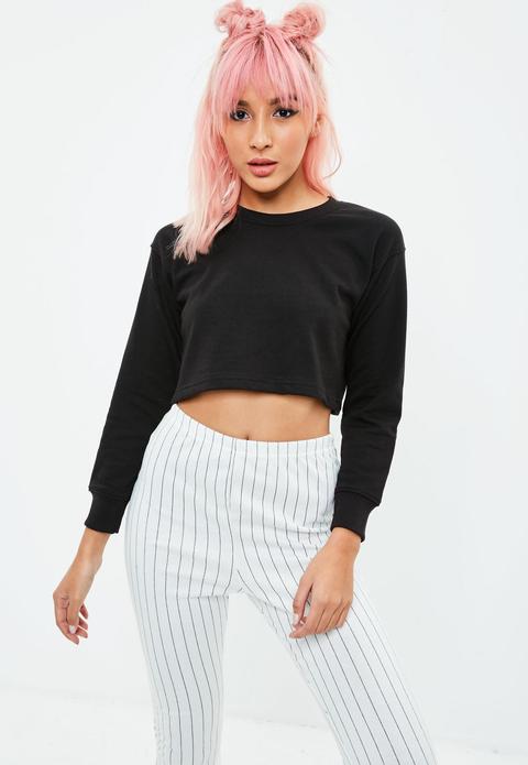 Petite Black Cropped Jumper, Black