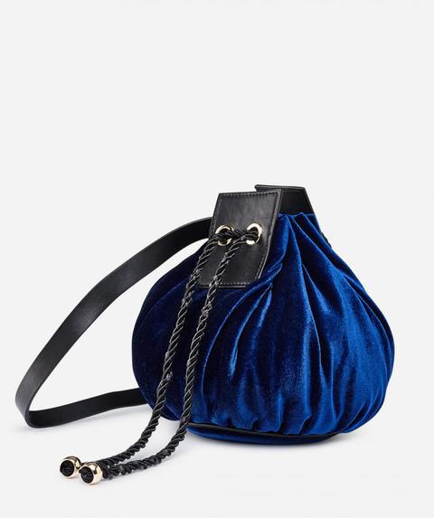 Bolso Saco Terciopelo Azul